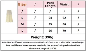 Tableau des tailles indiquant la longueur du pantalon et la taille pour l'ensemble d'été
