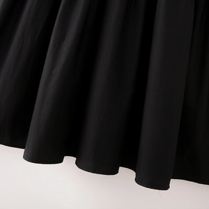 Women's 2025 V-neck midi dress featuring black woven fabric with elegant draped hem details