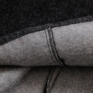 Women V-neck summer denim dress showing high-quality flat-felled seam stitching detail