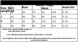 Detailed size chart for feather geometric print dress featuring XS to L measurements