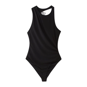 Damen Neckholder Bodysuit Asymmetrischer Ausschnitt Slim Fit Einfarbig Polyester Top Mit Strass Schleife Sexy Elegant Kleidung