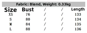 Detailed size chart for satin crossover midi dress including XS to L measurements