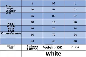 Detailed size chart for women's knit top showing measurements in S, M, and L sizes