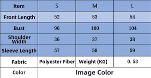 Tableau des tailles pour cardigan en maille femme avec mesures pour les tailles S, M, L
