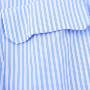 Robe chemise en popeline de coton rayée bleue et blanche pour femme avec coutures soignées
