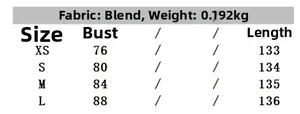 Detailed size chart for floral satin dress showing bust and length measurements in cm