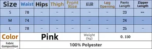 Tabella taglie per set top senza maniche e pantaloncini in poliestere rosa