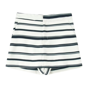 Women stripe knit high waist mini skirt set featuring contrast white and black pattern