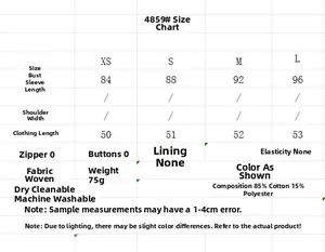 Size chart showing bust and length measurements for the bow embroidered top