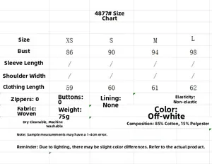 Detailed size chart for lace lingerie top showing bust and length measurements in centimeters