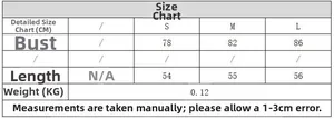 Detailed size chart for short sleeve knitted top showing bust and length in centimeters