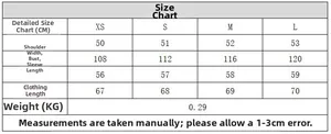 Detailed size chart for plaid bomber jacket shirt showing measurements from XS to L