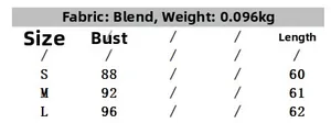 Detailed sizing chart for women's pleated camisole set with fabric and weight info