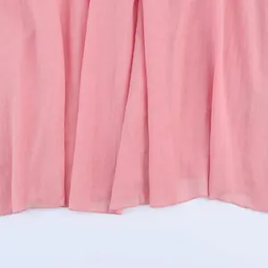 Pink chiffon midi dress with delicate pleated texture and professional hemmed stitching