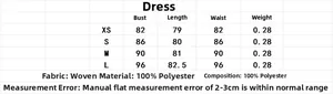 Detailed size chart for the bow-decorated slip dress including XS to L measurements