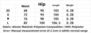 Size chart for women's high-waisted embroidered trousers showing measurements from XS to L