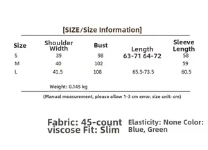 Detailed size chart for women's floral long sleeve shirt with specific measurements