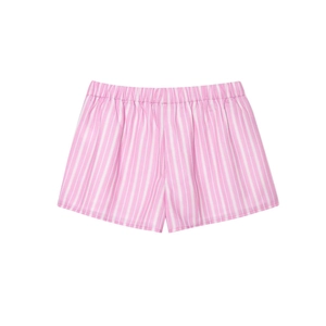 Damen-Loungewear-Shorts mit rosa-weißen Streifen und bequemem, elastischem Bund