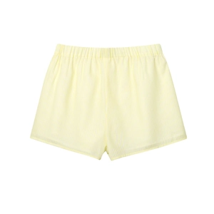 Damen-Freizeitshorts mit hellgelben und weißen Streifen und elastischem Bund