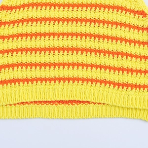 Top in maglia a righe donna 2025 primavera in giallo e arancione con trama all'uncinetto