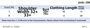 Detailed size chart for women V-neck short sleeve top with measurements in centimeters