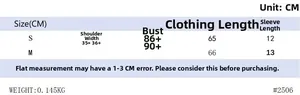 Detailed size guide table for V-neck short sleeve top showing measurements in CM