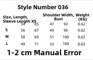 Size chart for women's two-tone faux leather jacket showing XS to L measurements