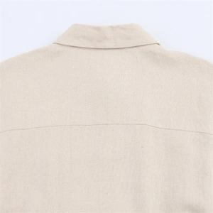 Robe minimaliste en mélange de lin beige avoine avec ceinture pour femmes 2025