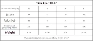 Detailed size chart for women satin midi dress with measurements from XS to L