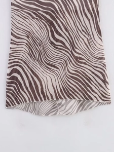 Detailed macro view of zebra print pattern on sheer mesh fabric of women skirt