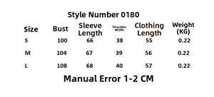 Tableau des tailles détaillé pour ensemble chemise manches longues avec mesures de buste