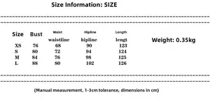 Size guide table for ramie blend camisole dress showing bust, waist and hipline in cm
