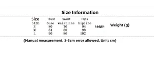 Size chart for elegant sleeveless jumpsuit with bust and waist measurements in cm