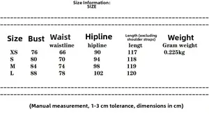 Size chart for women's satin midi dress showing bust waist and length measurements
