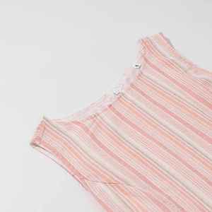 Women's 2025 early spring striped dress with textured pink and orange woven fabric