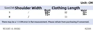 Detailed size chart for women's short sleeve top with chest and waist measurements in CM