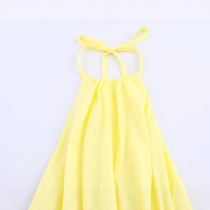 Elegant bright yellow halter neck camisole top in lightweight breathable chiffon fabric