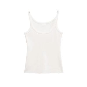 White minimalist slim-fit camisole with thin straps and round neck for women
