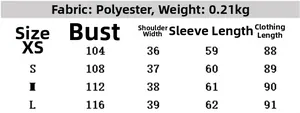 Size guide for floral mini dress showing polyester fabric specs and XS to L measurements