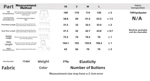 Detailed size guide table for women's 100% polyester trousers with XS to L measurements