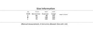 Tableau des tailles pour ensemble pantalon large avec mesures de taille et hanches