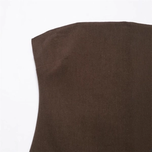 Robe bustier marron foncé élégante en coton mat pour la mode du début du printemps