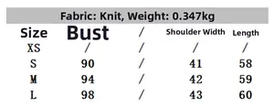 Detailed size guide and fabric specifications for this women's V-neck knit vest top