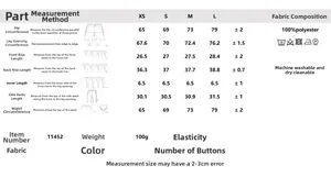 Detailed size guide and 100% polyester fabric care instructions for women's shorts set