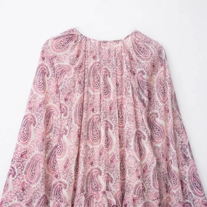 Damen 2025 Frühling lockeres Kleid mit Paisley-Print in Rosa und Lila Farben