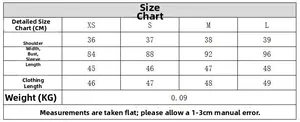Detailed size chart for women's embroidery shirt with shoulder and bust measurements