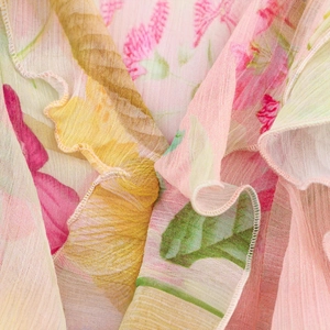 Camicetta da donna in chiffon a fiori 2025 con volant a strati e dettagli floreali rosa