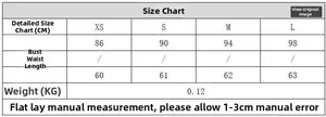 Detailed size chart for women's halter top showing bust and length in centimeters