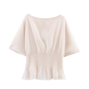 Women Off Shoulder Elastic Waist Peplum Top Ruffle Short Sleeve Chiffon Blouse Elegant Sexy Solid Color Shirt Summer