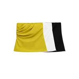 Top a Fascia Arricciato Sexy da Donna Top a Tubo Senza Spalline Pieghettato Asimmetrico Senza Schienale Slim Fit Clubwear Estivo Party Crop Top